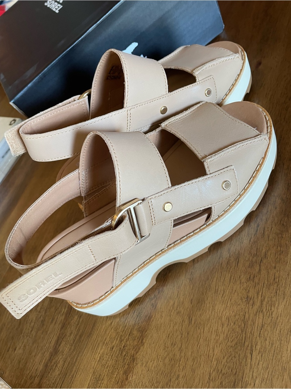 Sorel Blush-Tan Platform Slingback Wedge Sandals - Picture 3 of 7